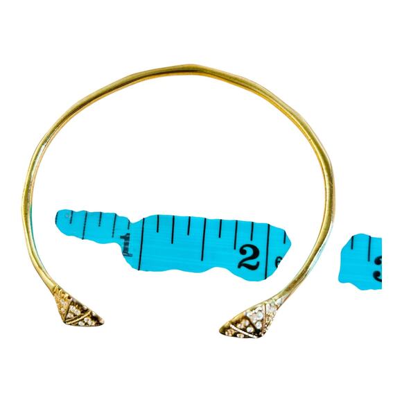 Vintage Stella & Dot Eden Pave Pyramid Open Cuff Bracelet Gold Tone Early 2000s - Picture 4 of 4